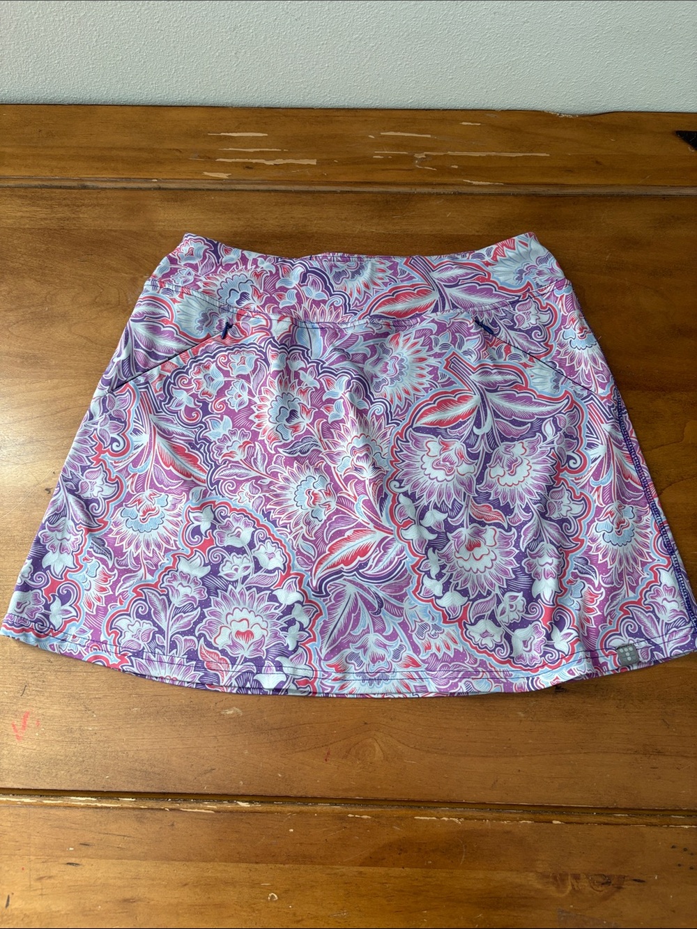 Title Nine Floral Paisley A-Line Skirt in Purple and Pink Skort Size Small